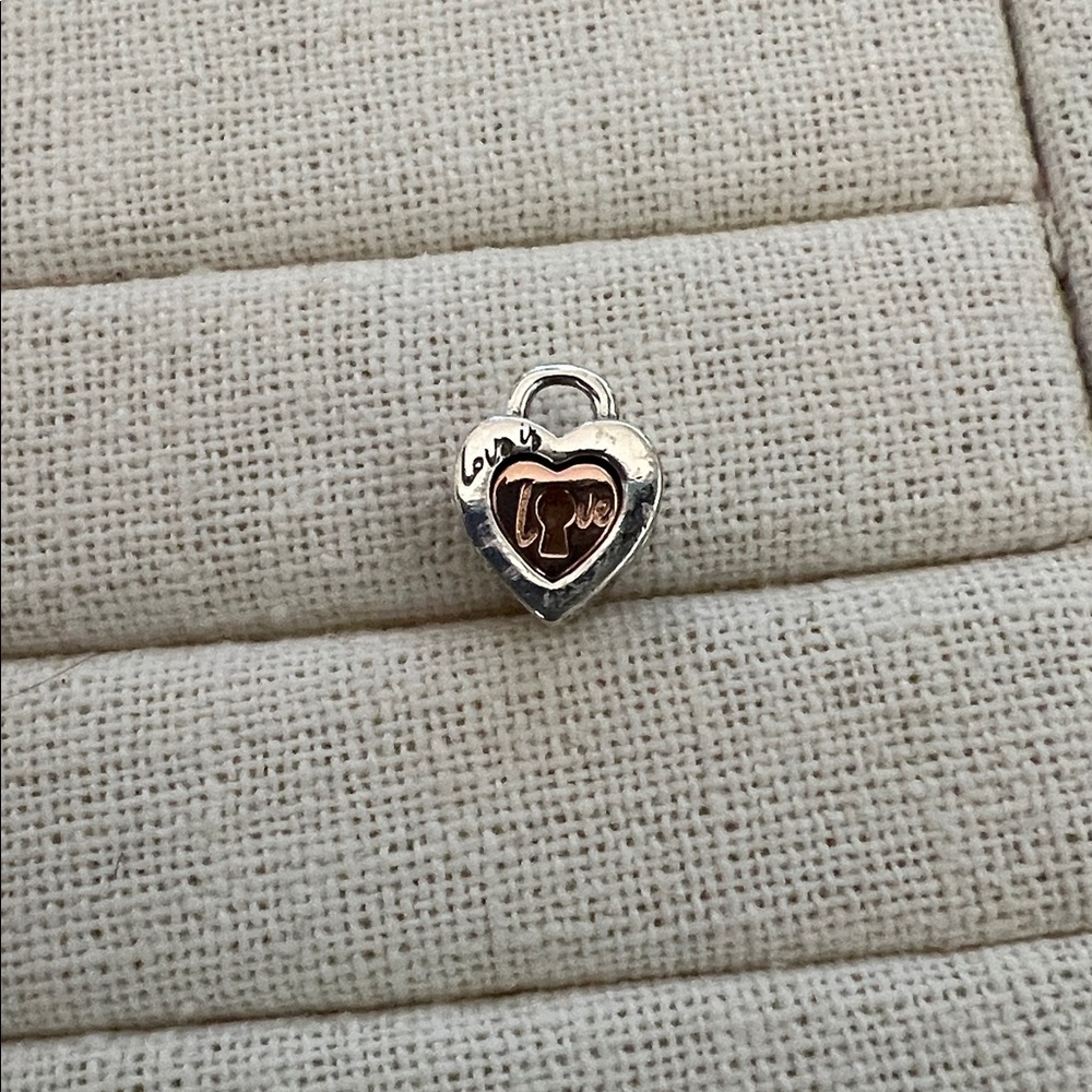 Two-tone Padlock Splittable Heart Charm Love Is Love